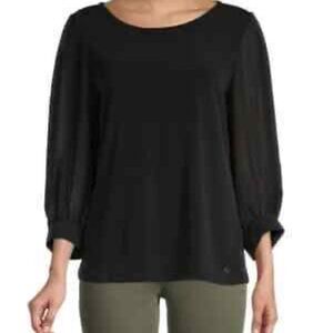 Calvin Klein Black Pullover Blouson Sleeve Pullover Blouse size Small